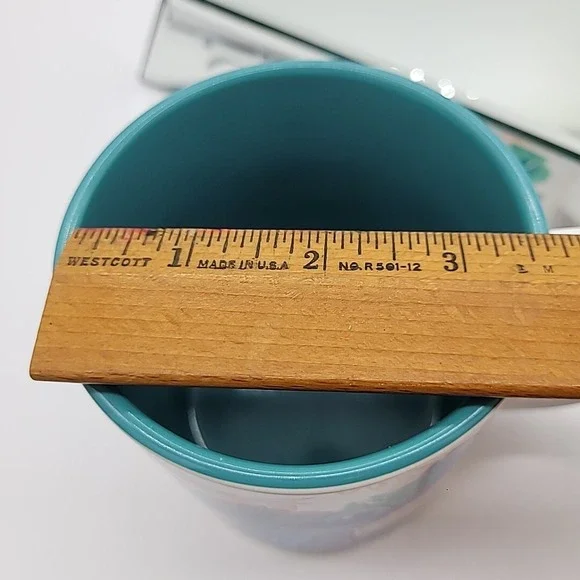 Disney Lilo & Stitch Tropical 20oz Ceramic Mug Large Floral White Teal Inside - Picture 12 of 12